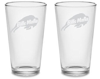 Buffalo Bills Mafia Etched Pint Glasses, Set of 2
