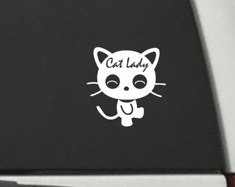 Adesivo de vinil "Dama dos Gatos" - Carro, Caminhão, Laptop