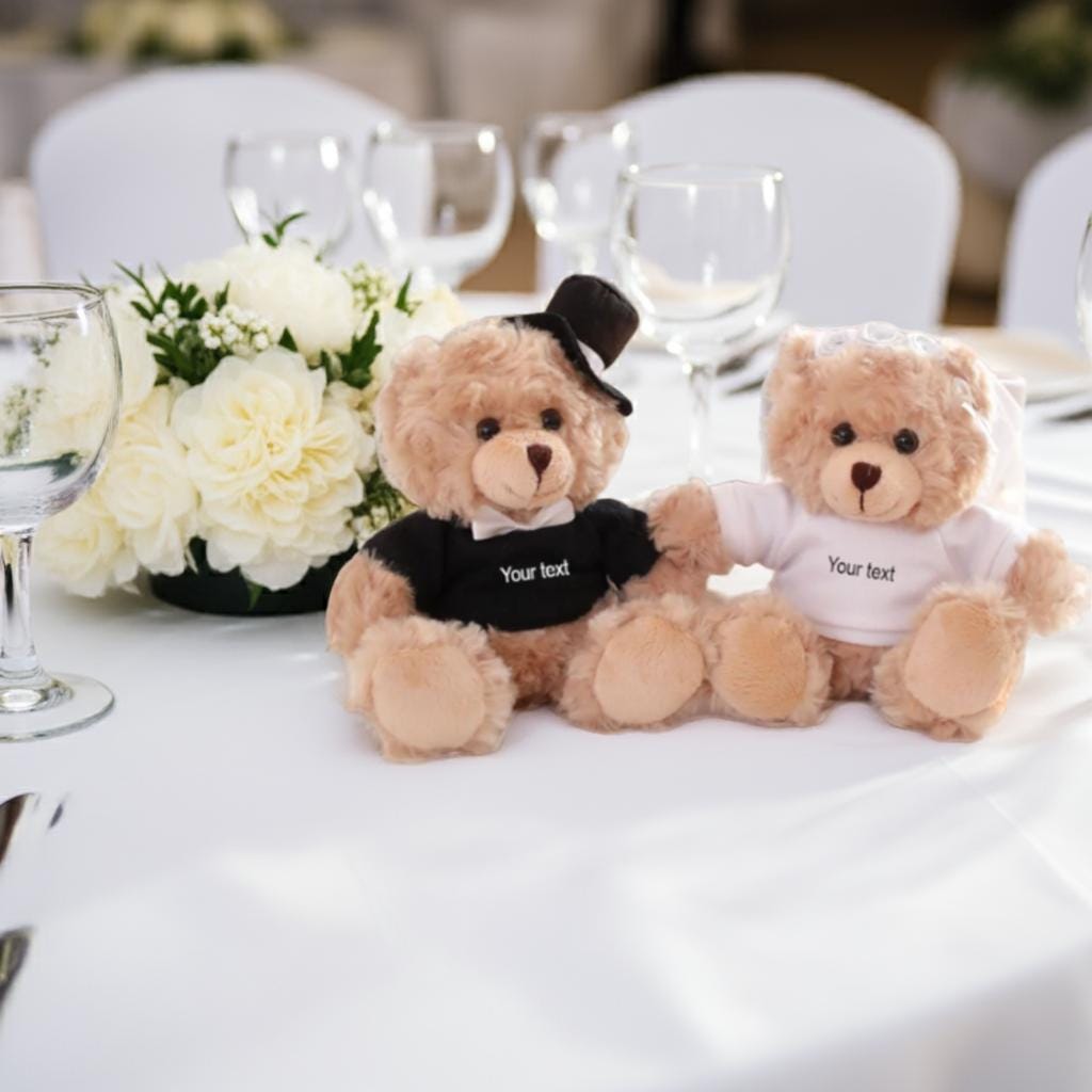 Custom Wedding Bear Couple, Personalized Plush Stuffed Animals, 6