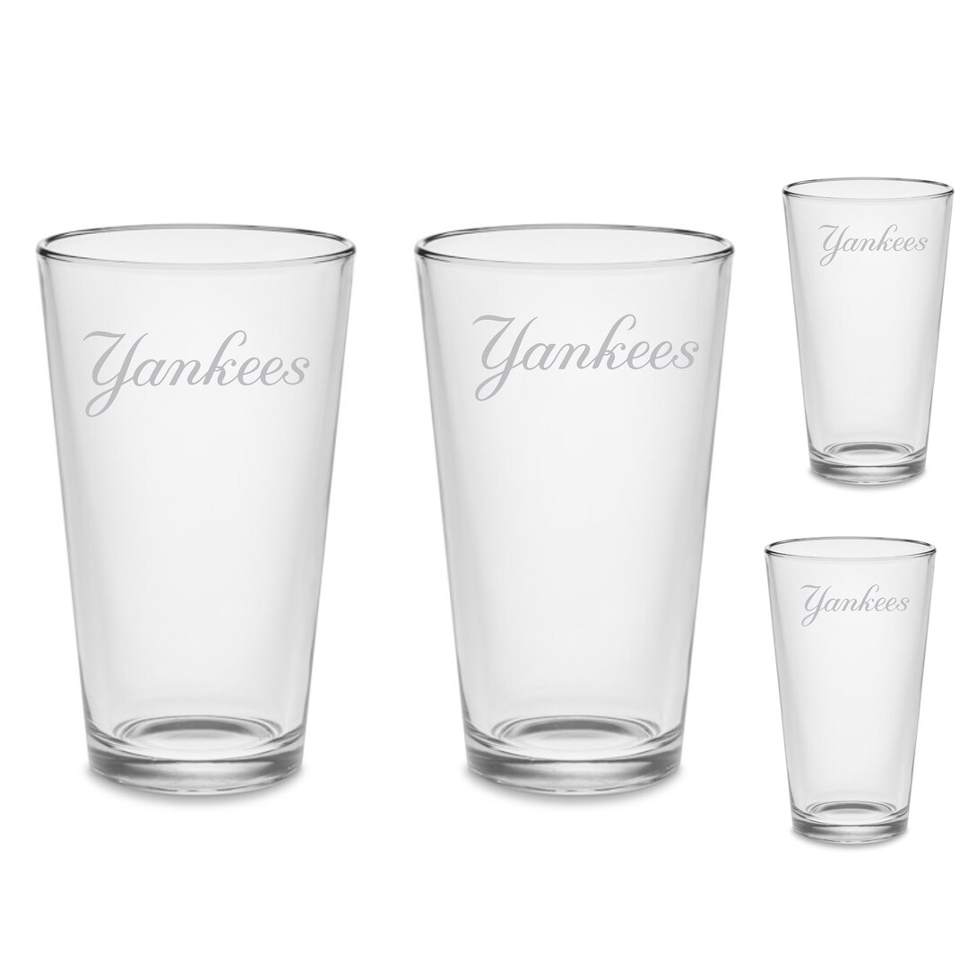 SET New York Yankees Pint Beer Glasses Etched Drinkware 16 Oz. Cocktail