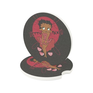 Set of 2 Betty Boop Car Coasters Soapstone Vehicle Accessories Parts Decor