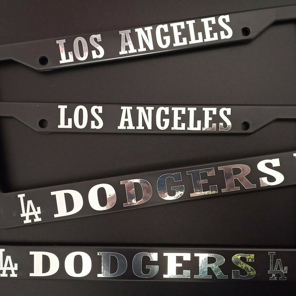 SET of 2 - Los Angeles Dodgers Black Plastic or Aluminum License Plate Frames Truck Car Van Décor Accessories New Vehicle Gifts Holders