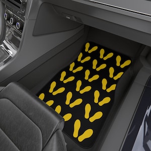 2-Piece Marine Corps Car Floor Mat Set, Military Theme Auto Decor, Yellow Footprints Front Car Mats, Car Accessories, US Army Gifts
