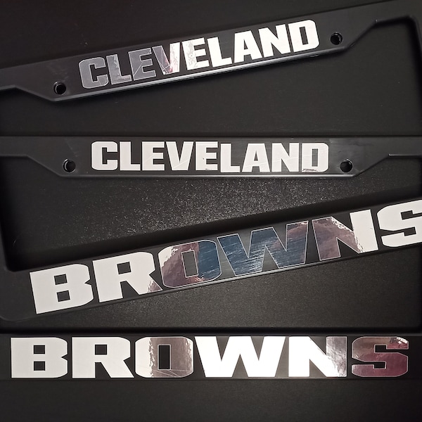 SET of 2 -  Cleveland Browns Black Plastic or Aluminum License Plate Frames Truck Car Van Décor Car Accessories New Car Gifts Parts