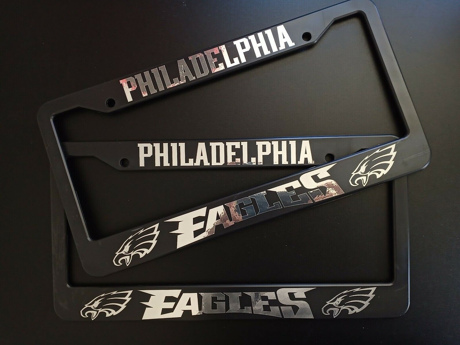 SET of 2 Philadelphia Eagles Black Plastic License Plate Etsy