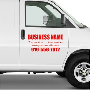 SET of 2 Van Car Truck Custom Vinyl Decal Lettering Door Window Sticker Business Sign Vehicle Commercial Signage