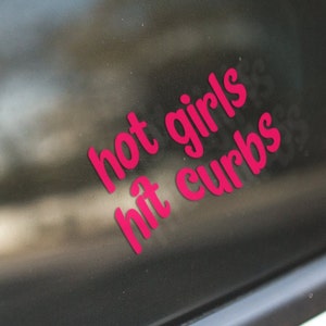 Hot Girls Hit Curbs Mirror Decal Vinyl Funny Car Truck Window Sticker