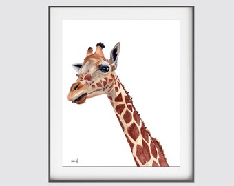 Giraffe 2 Watercolor Fine Art Print, Wall Art, Home Decor