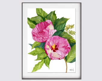 Rose of Sharron 2 Watercolour Fine Art Print, Wall Art,