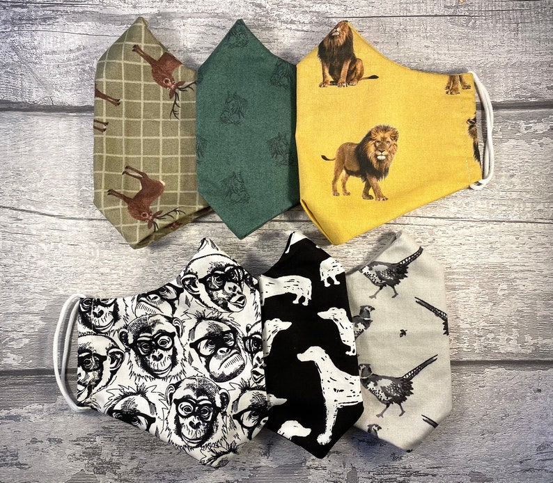 Mens Patterned Face Mask Uk 100 Cotton Double Layered Etsy