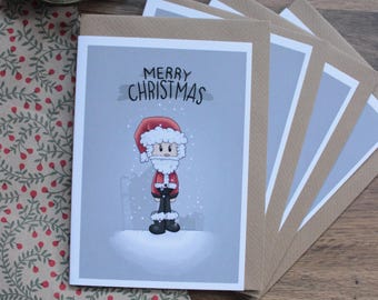 Lustige Weihnachtsweihnachtskarte - 4er-Pack: Gecrashte Schlitten, Weihnachtskarte, handgemachte Karte