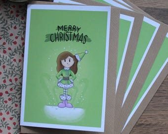 Lustige Weihnachtskarten 4er Pack: Candy Cane Wald, skurriles Design, handgemacht