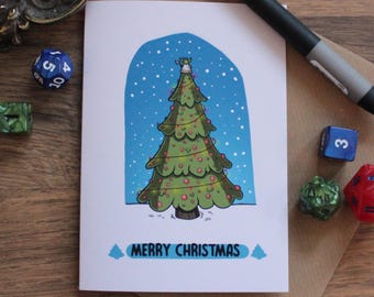 Goblin Weihnachtsbaum Karte - Fantasy Motiv