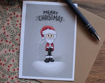 Lustig gecrashte Schlitten Weihnachtsmann Weihnachtskarte, handgemacht