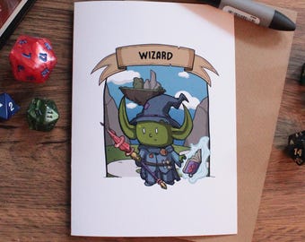 Zauberer Goblin Grußkarte - Dungeons & Dragons Thema