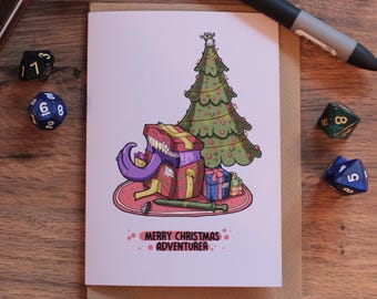 Mimic D & D Themen Frohe Weihnachten Karte - Fantasy Karte