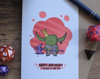 Lustige Geburtstagskarte mit Dungeons & Dragons Handgemachte Karte