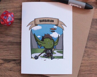 Lustige Barbar Grußkarte - Dungeons and Dragons, Rollenspiel Thema