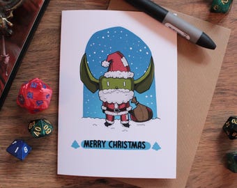 Goblin Nikolaus Weihnachtskarte - Dungeons and Dragons Fantasy Thema