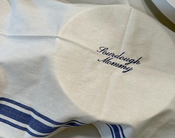 Custom Embroidered Sourdough Proofing Tea Towel | Personalized Embroidery 100% Organic Cotton | Kitchen Towel Monogram