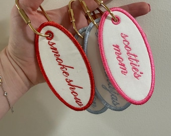 Bag Tag Charms - New Mom Mama Gift - Luggage Tag - Purse Charm - Custom Monogram - Embroidery