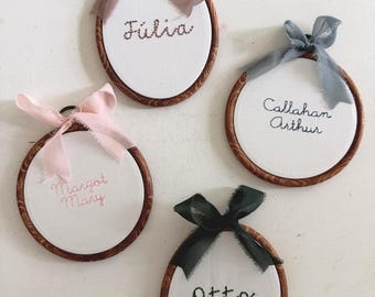 Custom Personalized Embroidered Baby Announcement Hoop | Nursery Decor | Name Sake | Wooden Baby Name Hoop | Baby Shower Gift |
