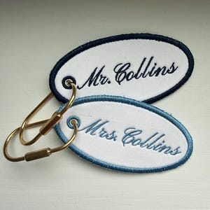 Bag Tag Charms - Bridal/Wedding/Engagement - Luggage Tag - Purse Charm - Custom Monogram - Mrs - Embroidery