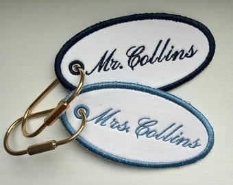 Bag Tag Charms - Bridal/Wedding/Engagement - Luggage Tag - Purse Charm - Custom Monogram - Mrs - Embroidery