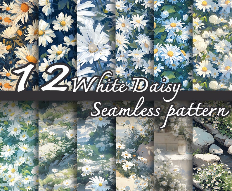 12 White Daisy Seamless Pattern - Etsy