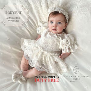 Bella cotton lace christening dress, lace christening dress, christening gown, baptism dress, baptism gown, lace dress for girl