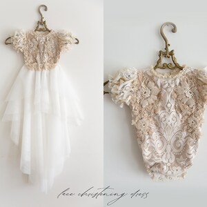 Tulle white christening gown with removable skirt, baptism gown, christening dress, christening bonnet, baby bodysuit, baby white dress