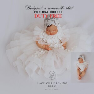 Christening dress, Tulle christening gown, christening gown, baptism dress, baptism gown, lace dress