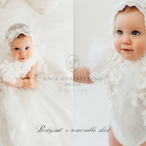 Christening dress, tulle christening gown, christening gown, baptism dress, baptism gown, lace dress