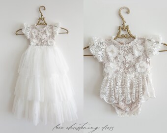 Tulle christening dress, lace christening dress, christening gown, baptism dress, baptism gown, lace dress