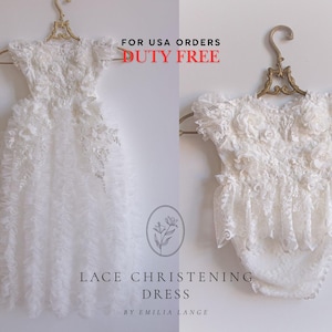 Christening dress, baptism dress for girl, baptism gown, lace dress, christening dress, christening heirloom dress