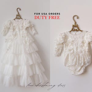 Tulle christening dress, lace christening dress, christening gown, baptism dress, baptism gown, lace dress