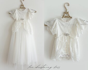 Christening tulle dress, christening lace gown, baptism dress, baptism gown, lace baby dress