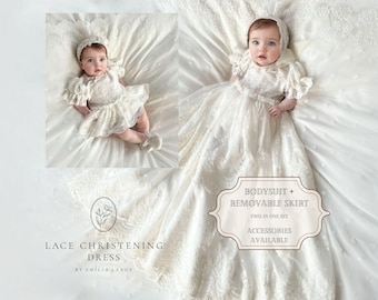 Bella cotton lace christening dress, lace christening dress, christening gown, baptism dress, baptism gown, lace dress for girl