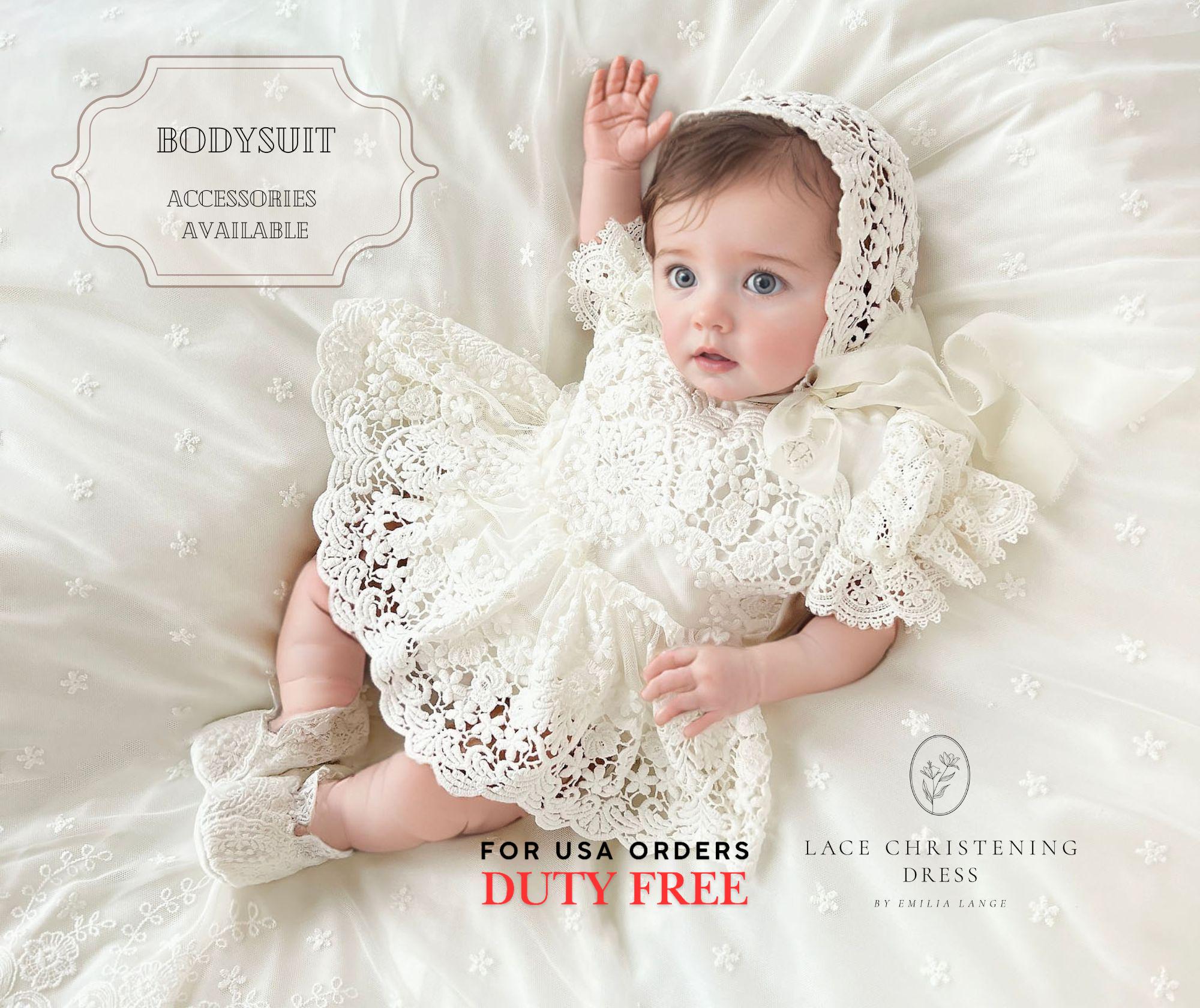 Clara cotton lace christening dress, lace christening dress, christening gown, baptism dress, baptism gown, lace dress for girl