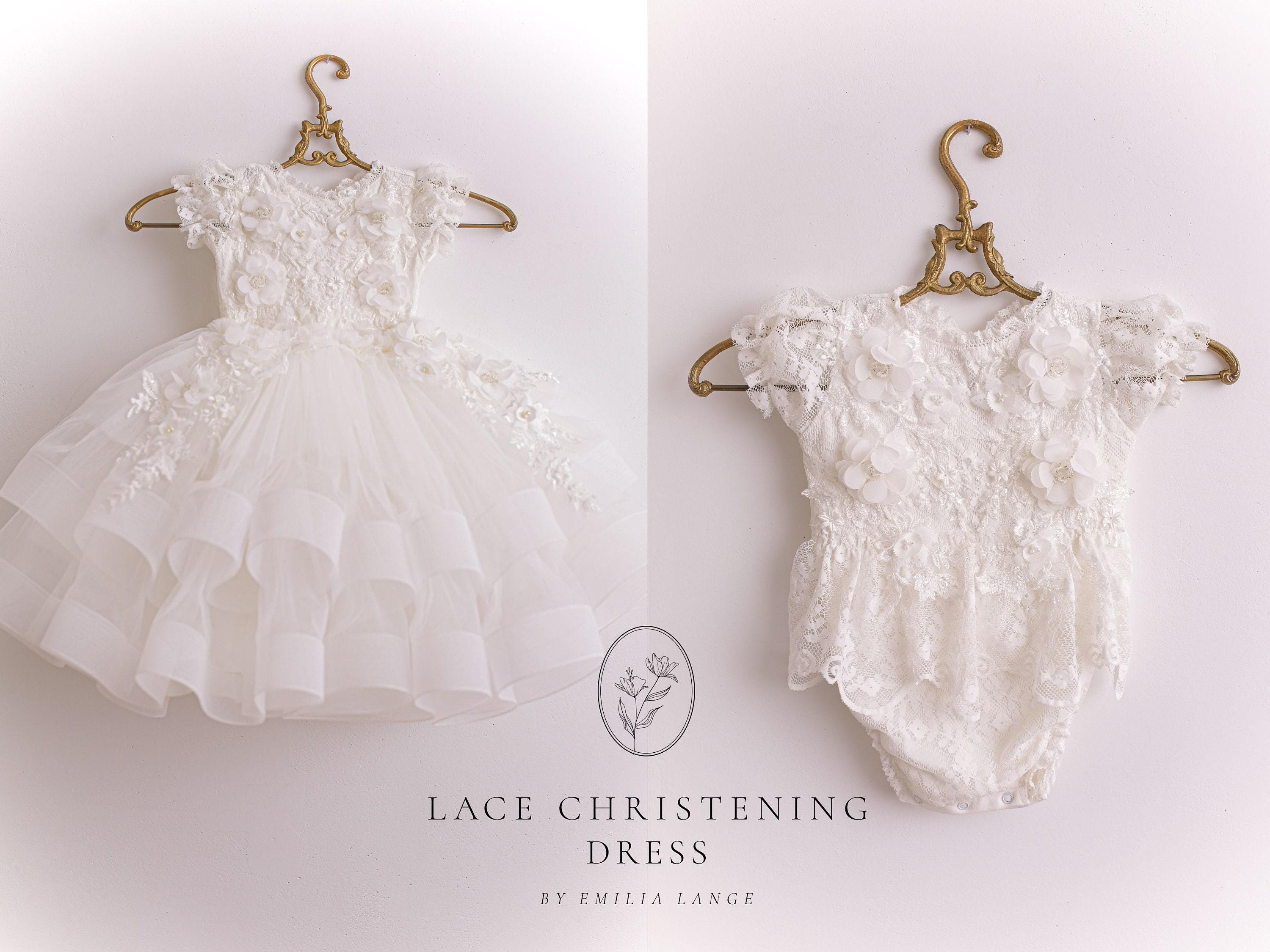 LOLIWE Doopjurk doopbolero baby meisjesjurk bloemenmeisjesjurk feestelijke jurk babykleding, wit, 62 cm