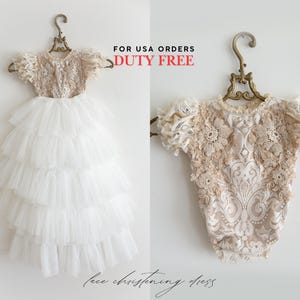 Tulle christening dress, lace christening dress, christening gown, baptism dress, baptism gown, lace dress