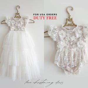 Tulle christening dress, lace christening dress, christening gown, baptism dress, baptism gown, lace dress