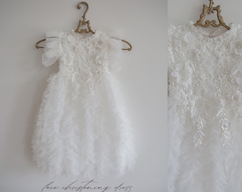 One piece christening dress, christening dress, christening gown, baptism dress, baptism gown, lace dress, dedication dress