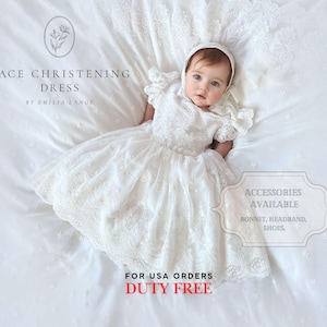 Bella cotton lace christening dress, lace christening dress, christening gown, baptism dress, baptism gown, lace dress for girl