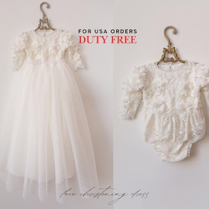 Christening dress, Tulle christening gown, christening gown, baptism dress, baptism gown, lace dress