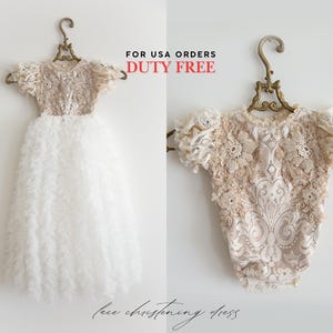 Tulle christening dress, lace christening dress, christening gown, baptism dress, baptism gown, lace dress