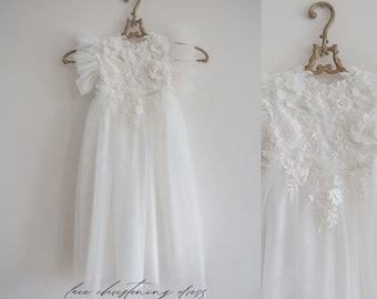 One piece christening dress, christening dress, christening gown, baptism dress, baptism gown, lace dress, dedication dress