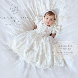 Bella cotton lace christening dress, lace christening dress, christening gown, baptism dress, baptism gown, lace dress for girl