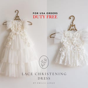 Tulle christening dress, lace christening dress, christening gown, baptism dress, baptism gown, lace dress