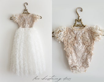 Tulle christening dress, lace christening dress, christening gown, baptism dress, baptism gown, lace dress